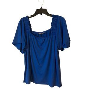 Unique Spectrum Sq Neck Flutter Sleeve Top XL